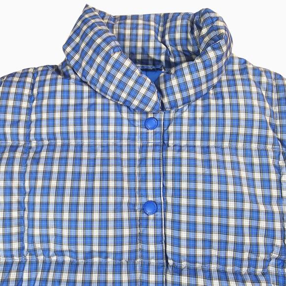 Lands End Puffer Vest Womens XL Blue White Plaid Down Lightweight Quilted - Picture 3 of 8